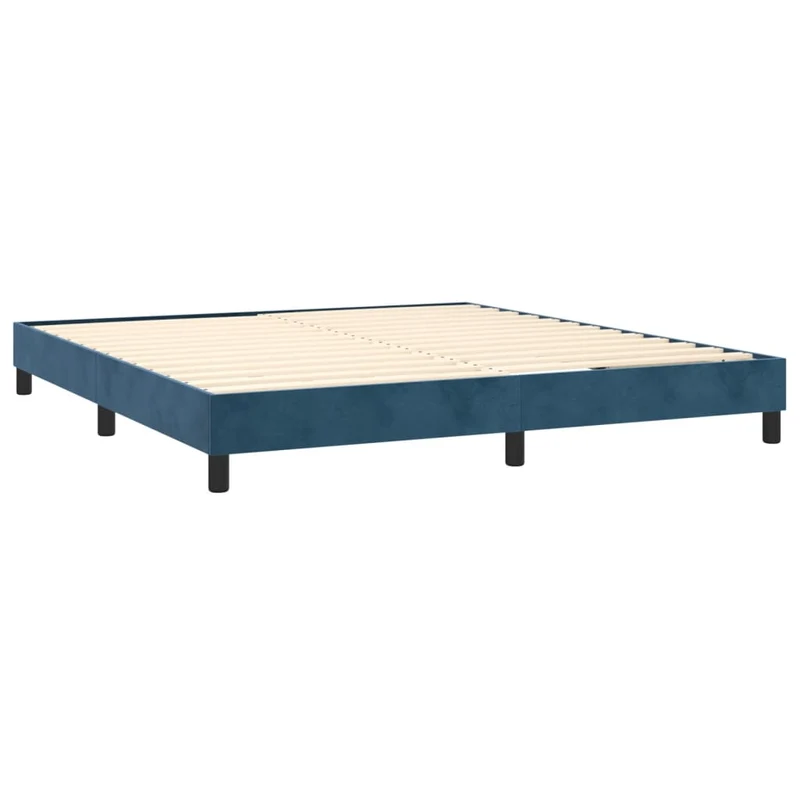 Sommier à lattes sur pieds cadre de lit 160x200 cm tissu velours bleu foncé TDL0207308