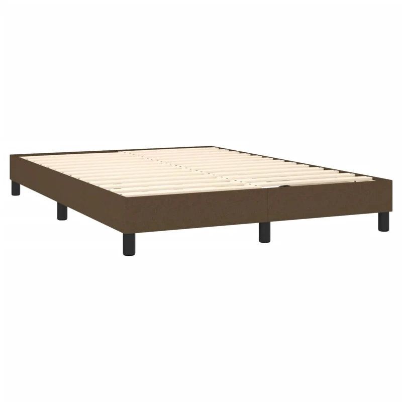 Sommier à lattes sur pieds cadre de lit 140x190 cm tissu marron foncé TDL0207068