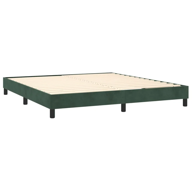 Sommier à lattes sur pieds cadre de lit 160x200 cm tissu velours vert foncé TDL0206881