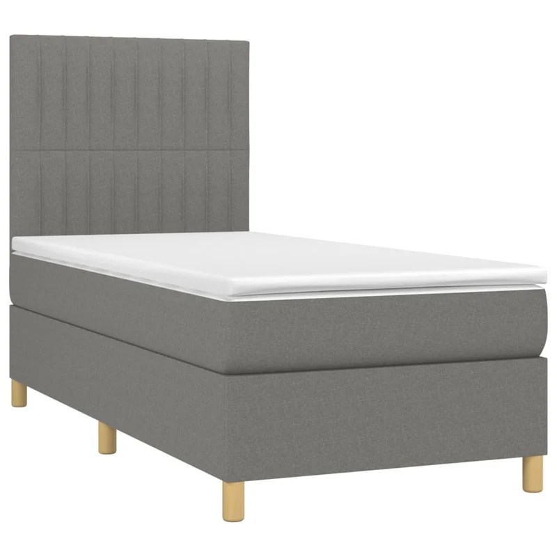 Cadre de lit LED avec sommier tête de lit matelas 90x190cm tissu gris foncé TDL0209410
