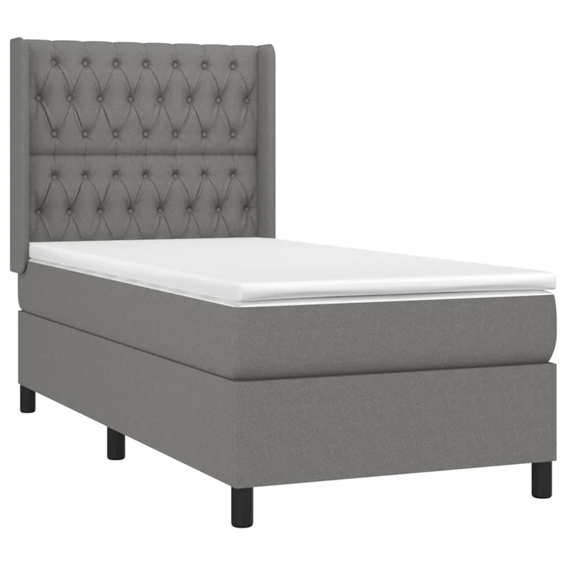Cadre de lit LED avec sommier tête de lit matelas 90x190cm tissu gris foncé TDL0209398