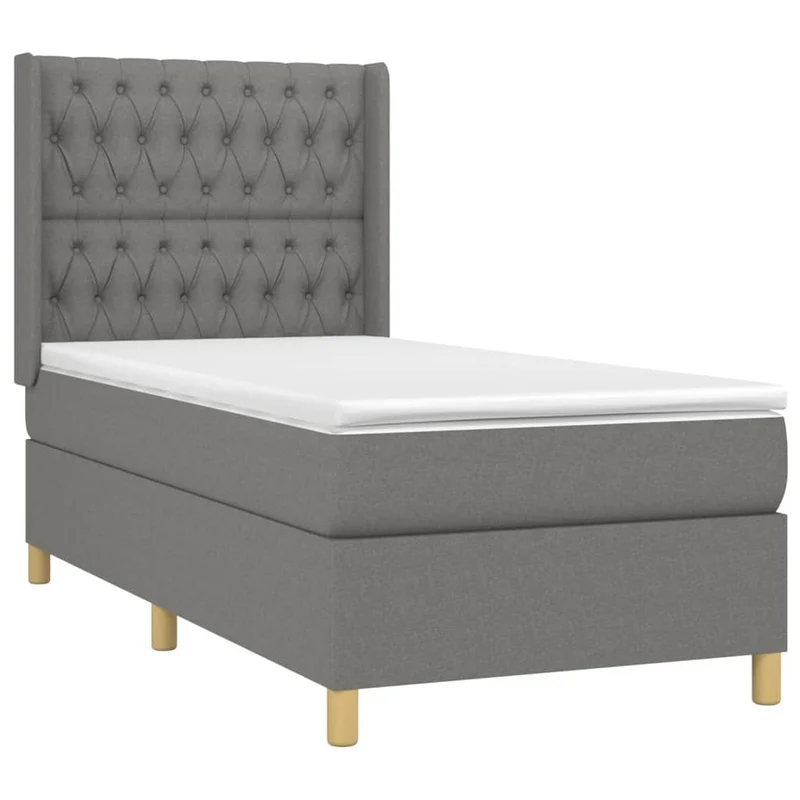 Cadre de lit LED avec sommier tête de lit matelas 90x190cm tissu gris foncé TDL0209397