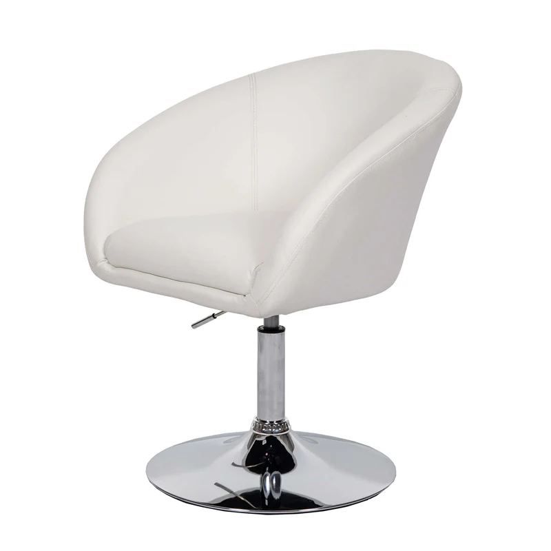 Chaise de salle à manger fauteuil lounge pivotante en synthétique réglable en hauteur blanc 04_0002228
