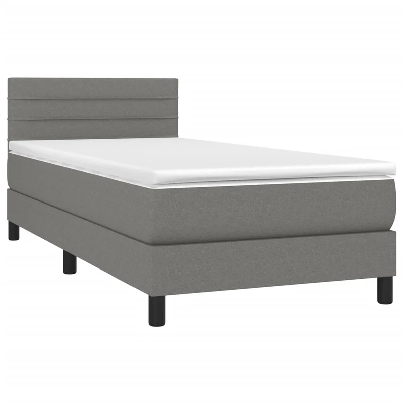Cadre de lit LED avec sommier tête de lit matelas 80x200cm tissu gris foncé TDL0209440
