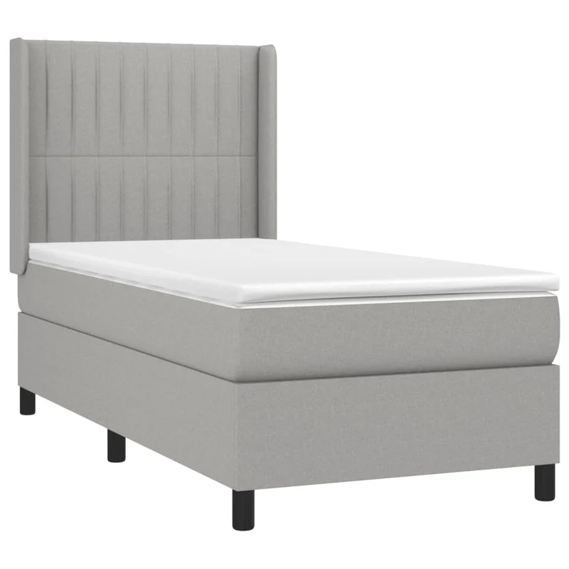 Cadre de lit LED avec sommier tête de lit matelas 90x200cm tissu gris clair TDL0209463