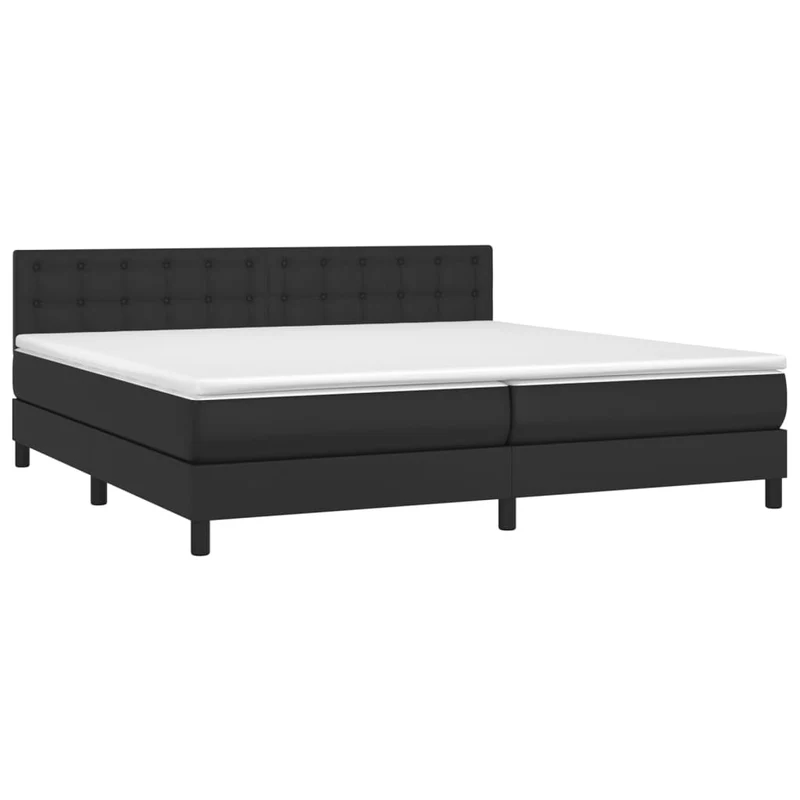 Cadre de lit LED avec sommier tête de lit matelas 200x200cm synthétique noir TDL0209132