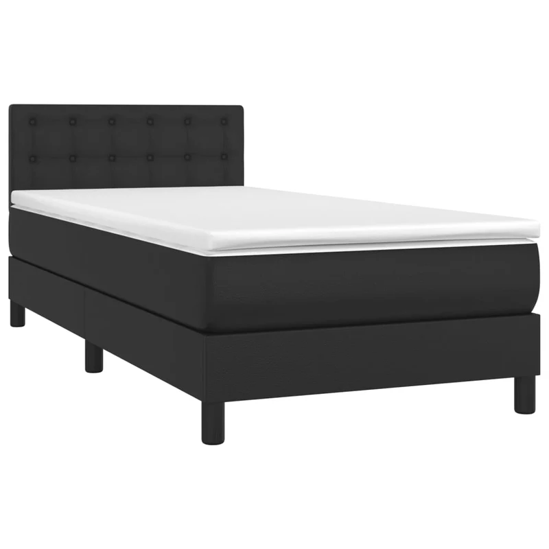 Cadre de lit LED avec sommier tête de lit matelas 100x200cm synthétique noir TDL0209307