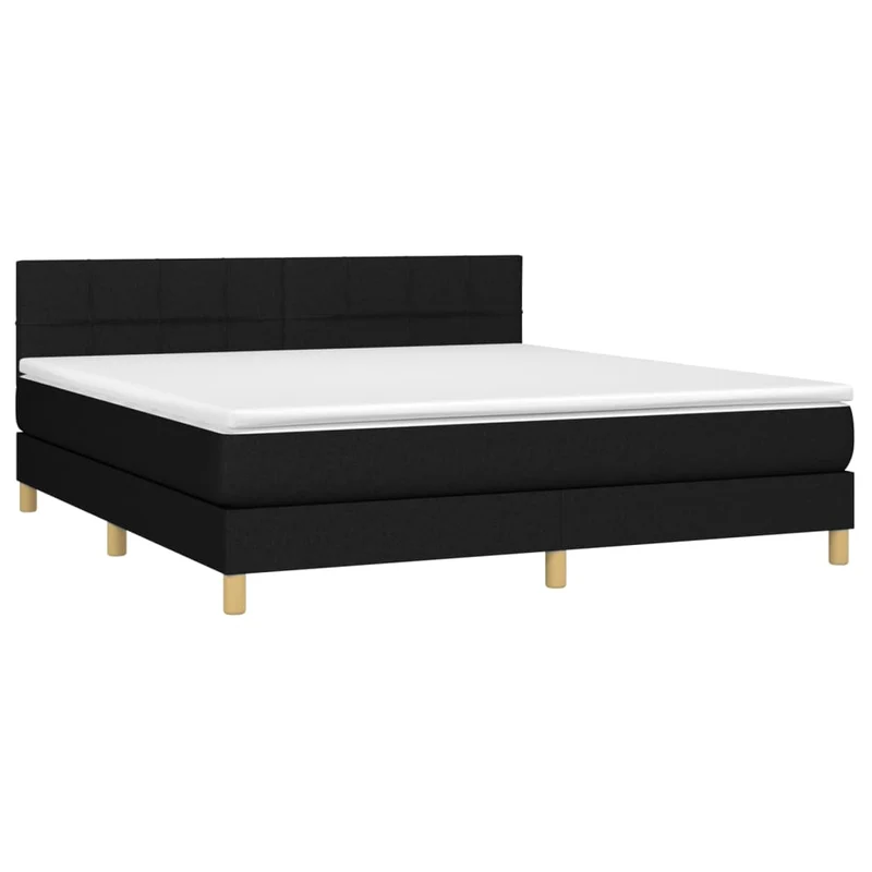 Cadre de lit LED avec sommier tête de lit matelas 160x200 cm tissu noir TDL0209184