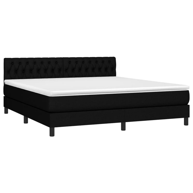 Cadre de lit LED avec sommier tête de lit matelas 180x200 cm tissu noir TDL0209165
