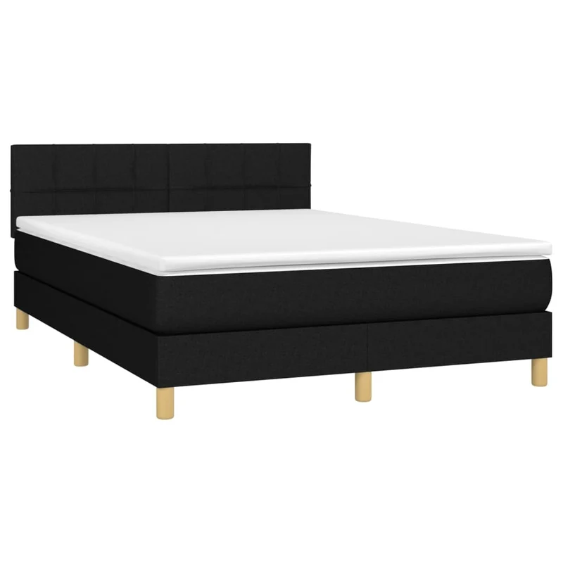 Cadre de lit LED avec sommier tête de lit matelas 140x190 cm tissu noir TDL0209258