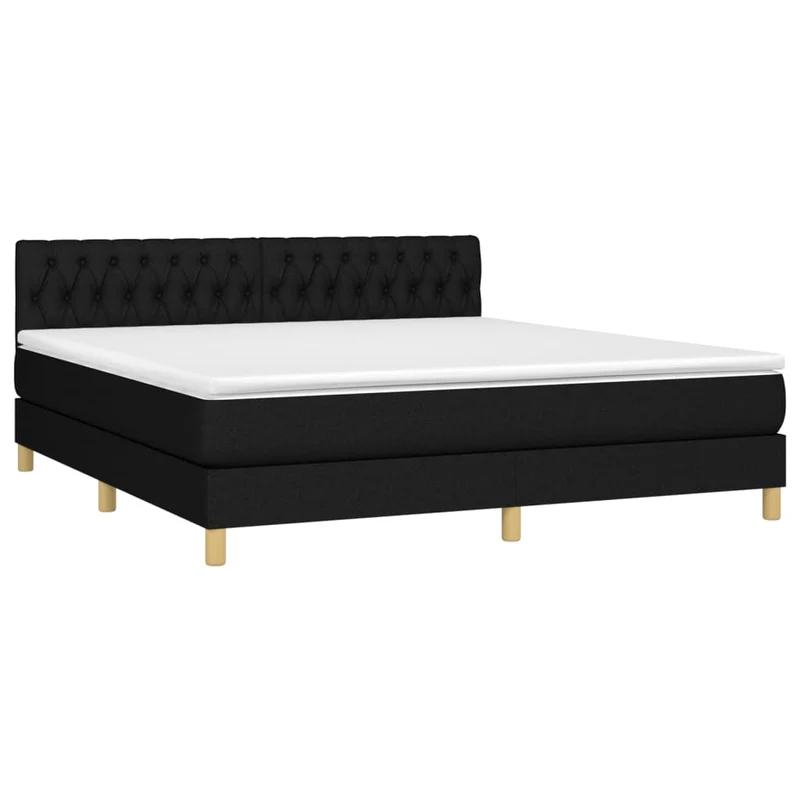 Cadre de lit LED avec sommier tête de lit matelas 180x200 cm tissu noir TDL0209162