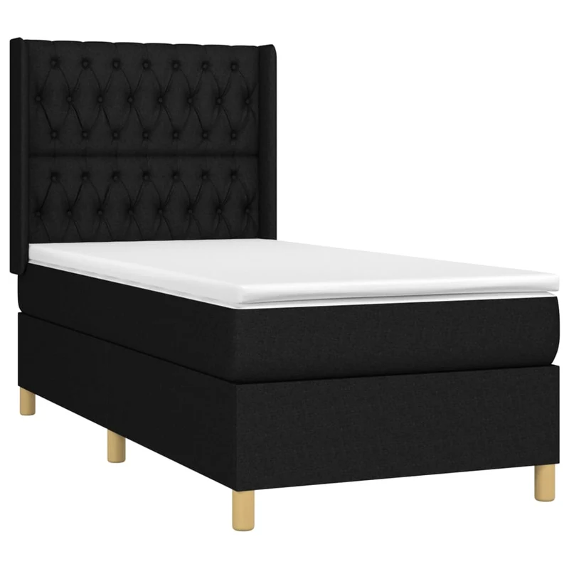 Cadre de lit LED avec sommier tête de lit matelas 90x200 cm tissu noir TDL0209015