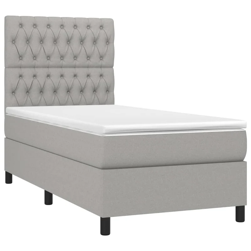 Cadre de lit LED avec sommier tête de lit matelas 90x200cm tissu gris clair TDL0209453