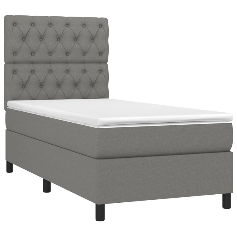Cadre de lit LED avec sommier tête de lit matelas 80x200cm tissu gris foncé TDL0209427