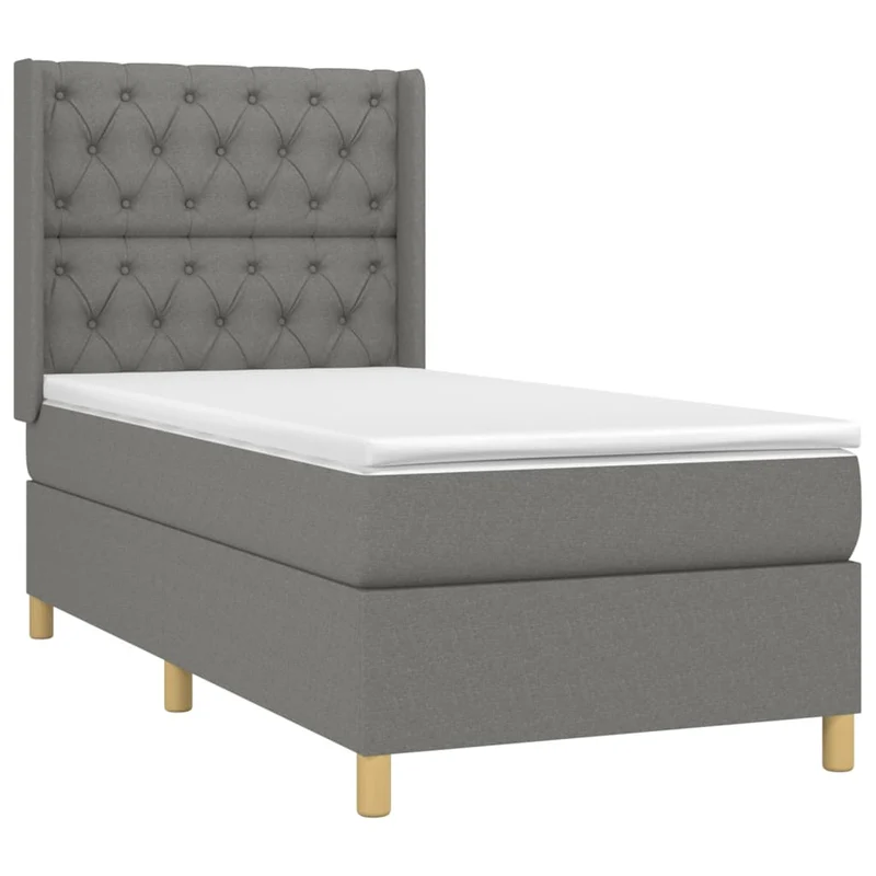 Cadre de lit LED avec sommier tête de lit matelas 80x200cm tissu gris foncé TDL0209425