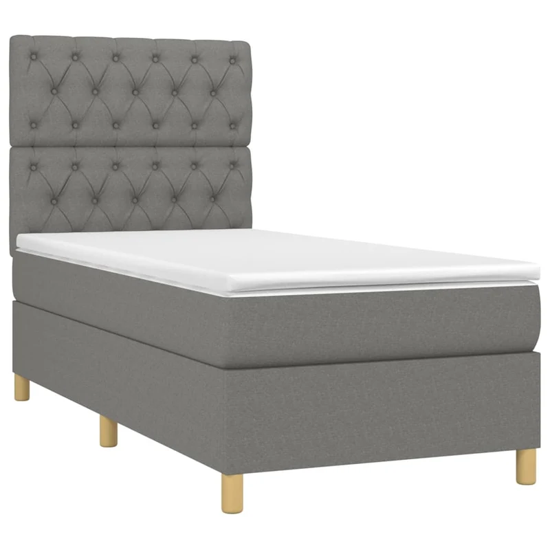 Cadre de lit LED avec sommier tête de lit matelas 80x200cm tissu gris foncé TDL0209419