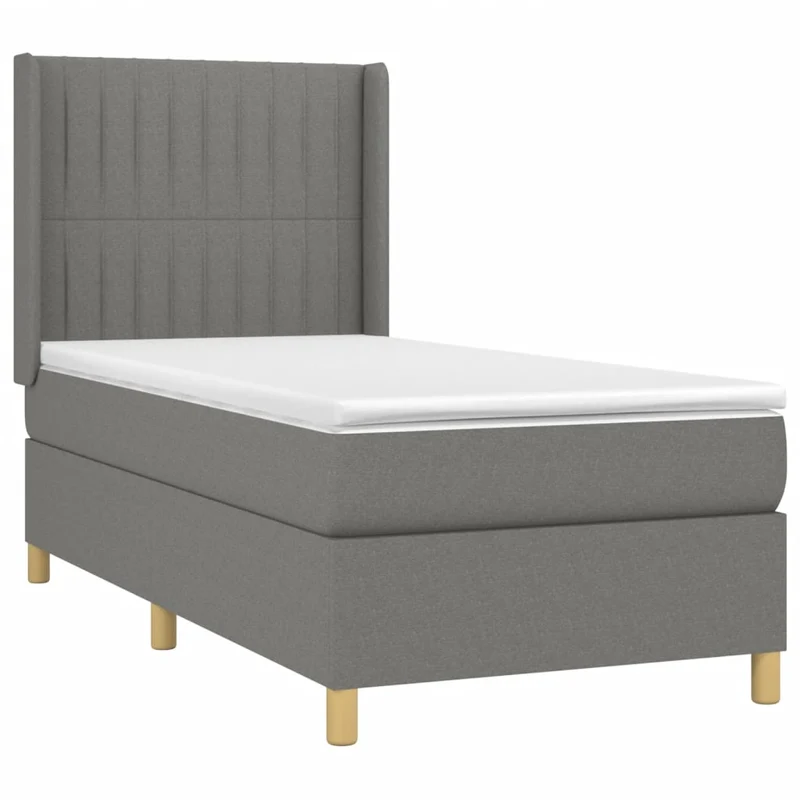 Cadre de lit LED avec sommier tête de lit matelas 90x200cm tissu gris foncé TDL0209368