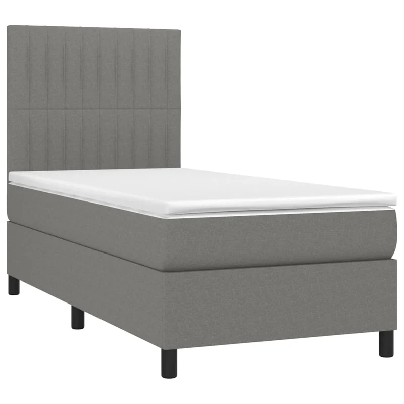 Cadre de lit LED avec sommier tête de lit matelas 90x200cm tissu gris foncé TDL0209362