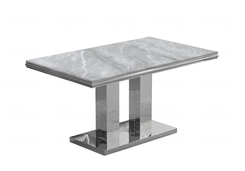 Table à manger marbre gris argent design - Versus