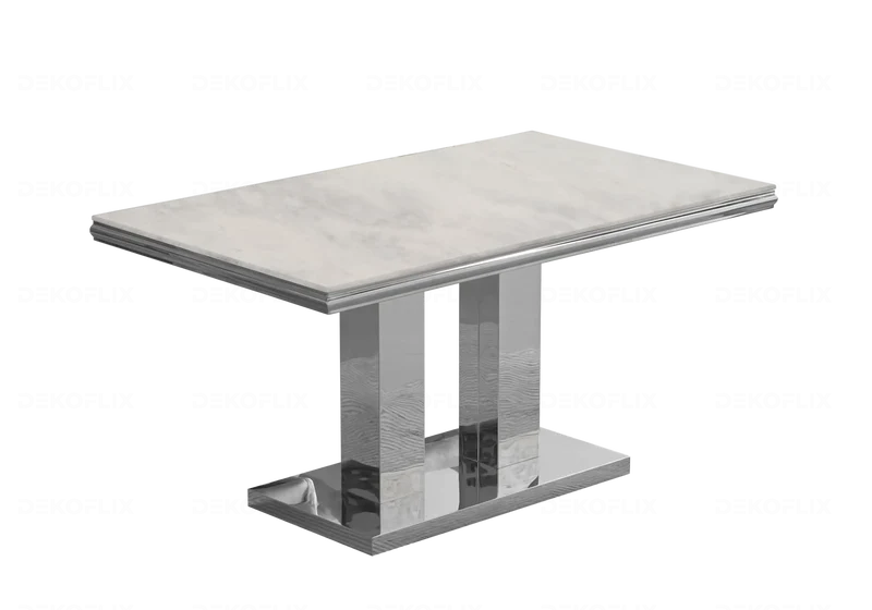 Table à manger marbre beige argent design - Versus