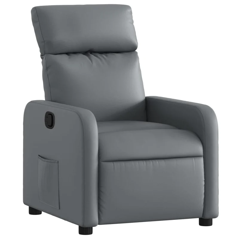 Fauteuil relax TV rembourrage confortable fonction d'inclinaison manuelle en PVC gris DEC027973