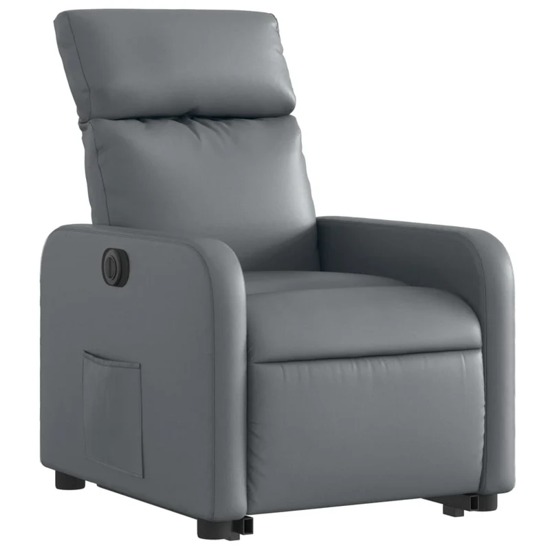 Fauteuil relax TV fonction de levage électrique très confortable en PVC gris DEC028380