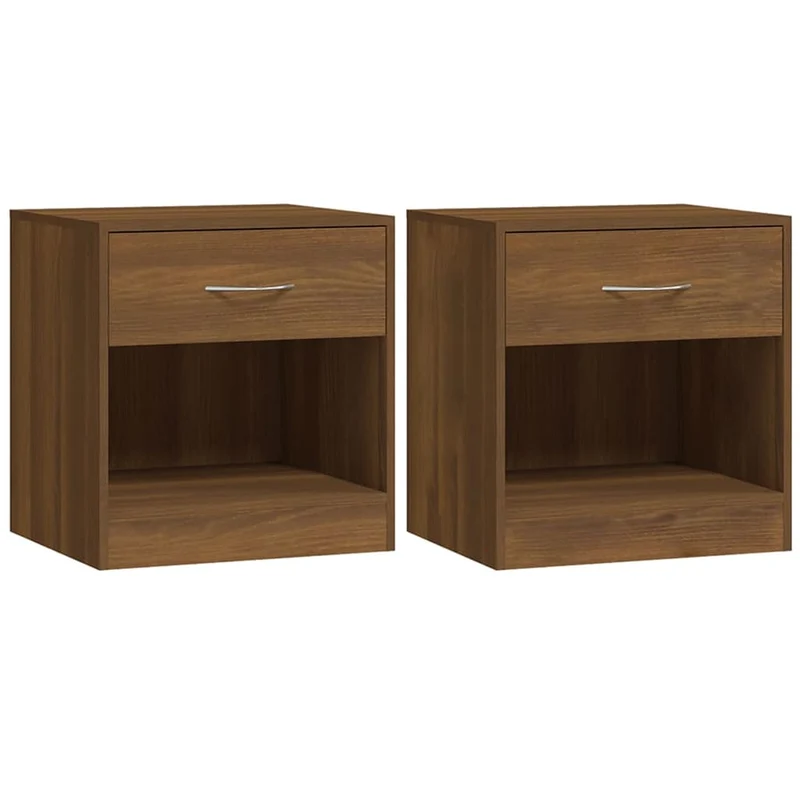 Lot de 2 tables de chevet avec tiroir 36,5 x 30,5 x 38 cm en bois d'ingénierie marron DEC034845