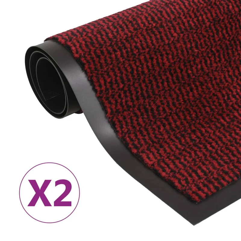 Lot de 2 paillassons rectangulaires 120 x 180 cm Rouge DEC023171