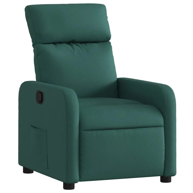 Fauteuil relax TV rembourrage confortable fonction d'inclinaison manuelle en tissu vert foncé DEC028215