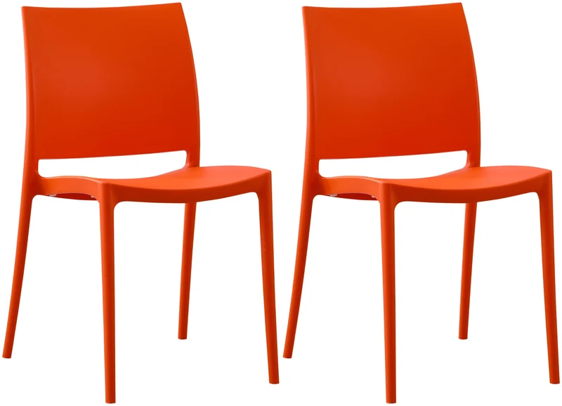 Lot de 2 chaises empilable design en plastique couleur orange résistant aux UV – jardin terrasse et intérieur 10_0007913