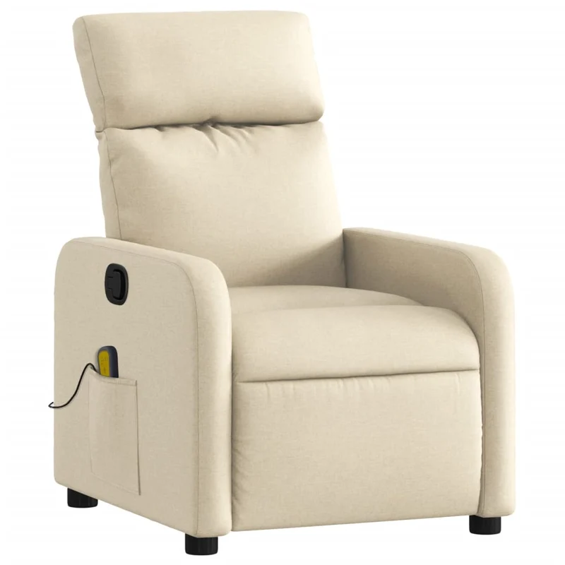 Fauteuil de relaxation TV fonction massage inclinable en tissu crème DEC026895