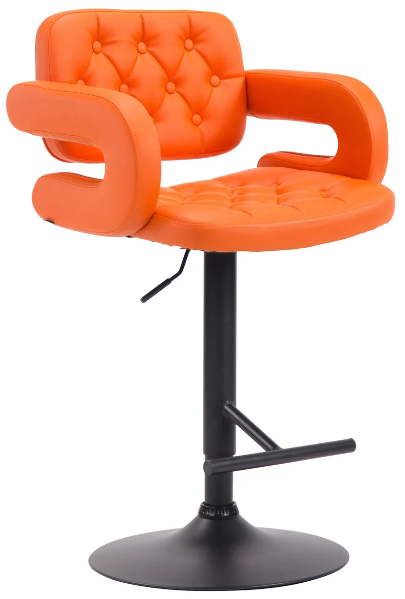 Tabouret de bar capitonné en synthétique orange accoudoirs repose-pieds métal design moderne TDB10507