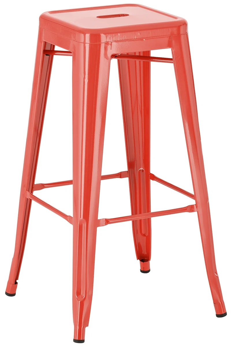 Tabouret de bar x1 hauteur 76 cm design industriel structure robuste à quatre pieds métal rouge 10_0005810