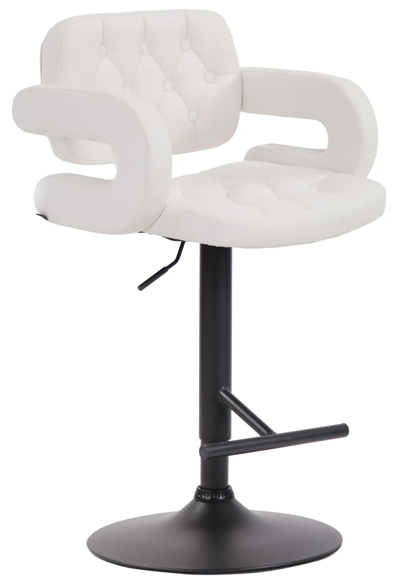 Tabouret de bar capitonné en synthétique blanc accoudoirs repose-pieds métal design moderne TDB10511