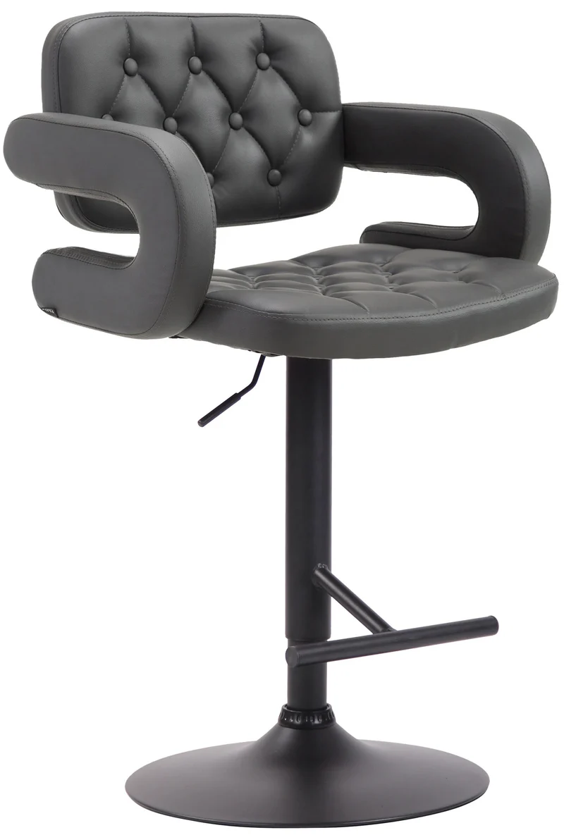 Tabouret de bar capitonné en synthétique gris accoudoirs repose-pieds métal design moderne TDB10506