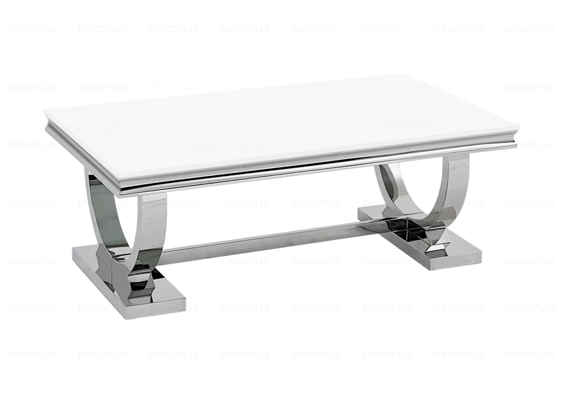 Table basse verre blanc argent - Bobo