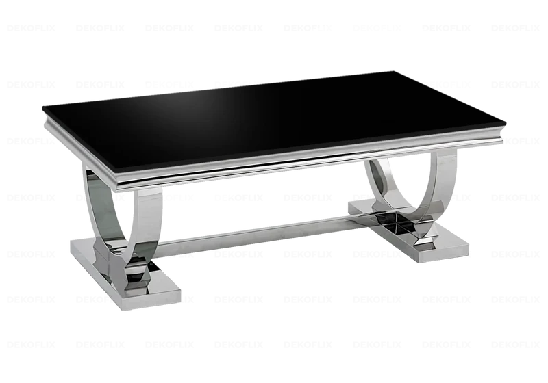 Table basse verre noir argent - Bobo