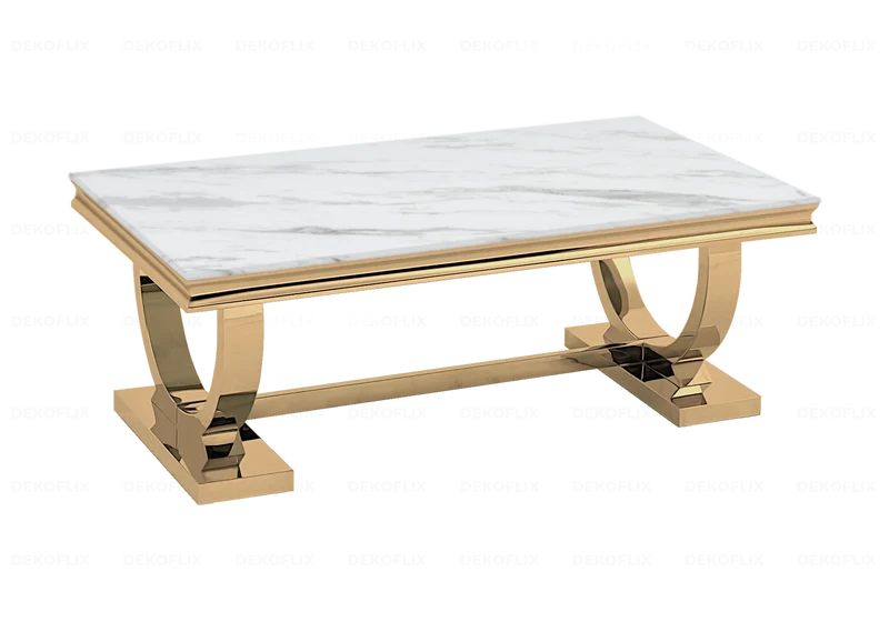Table basse marbre blanc doré - Bobo