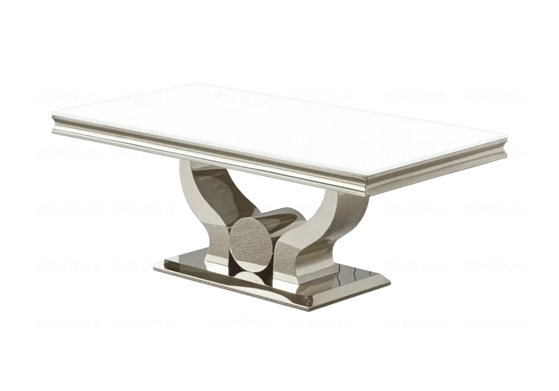 Table basse verre blanc argentée - Omega
