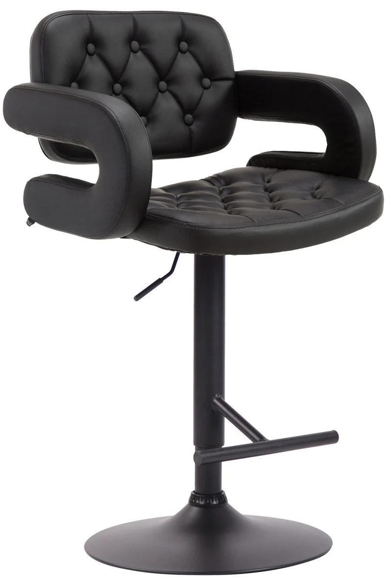 Tabouret de bar capitonné en synthétique noir accoudoirs repose-pieds métal design moderne TDB10510