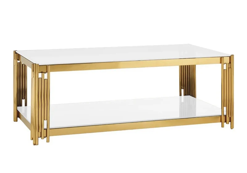 Table basse design doré blanc - Eve