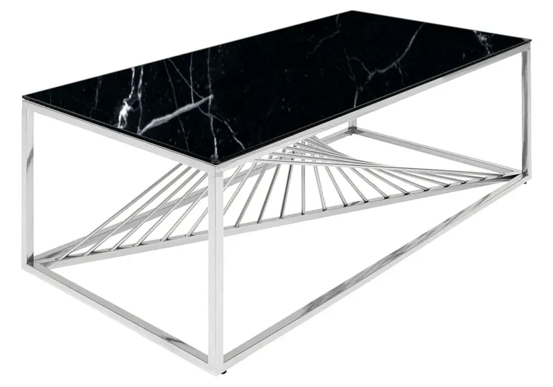 Table basse argentée marbre noir - Luc