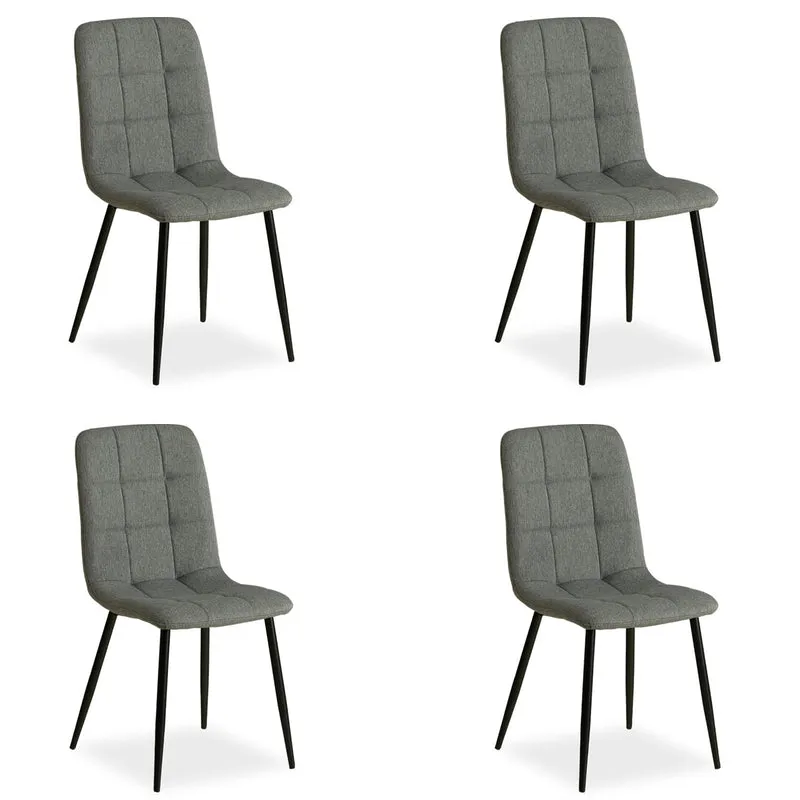 Lot de 4 chaises de salle à manger cuisine confortable et moderne en tissu gris pieds en métal noir CDS06201