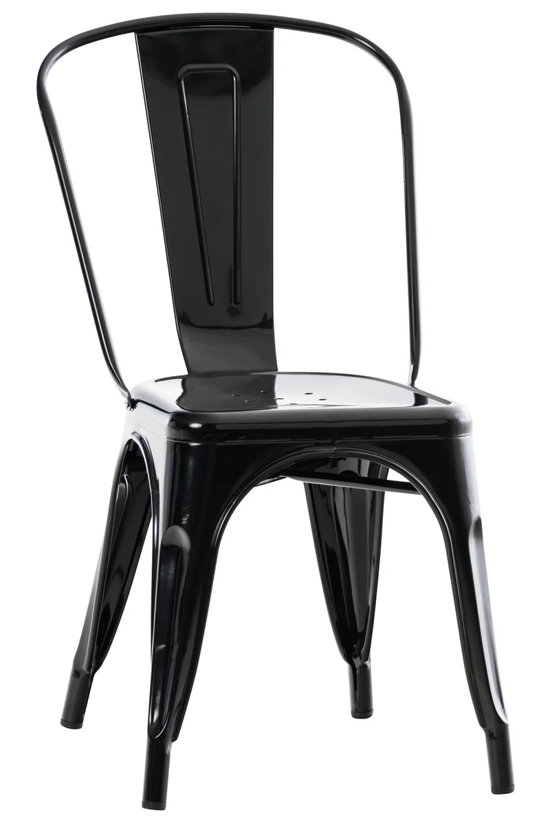 Chaise noire en acier avec dossier arrondi stable et empilable – style industriel métal noir 10_0008255