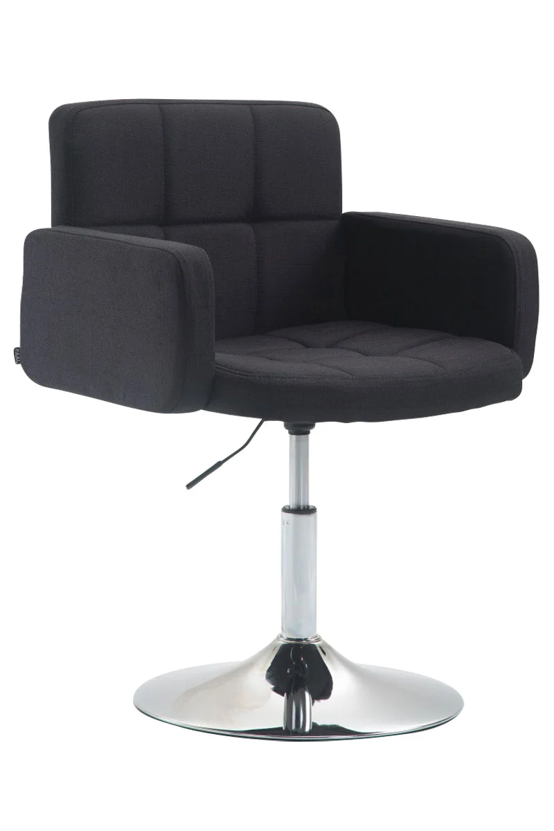 Fauteuil lounge avec accoudoirs rembourrés pivotant à 360° en tissu noir et métal chromé 10_0002810