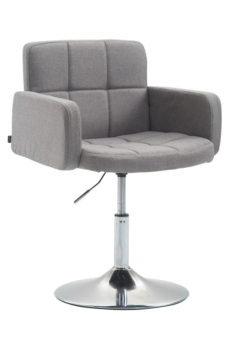 Fauteuil lounge avec accoudoirs rembourrés pivotant à 360° en tissu gris et métal chromé 10_0002809