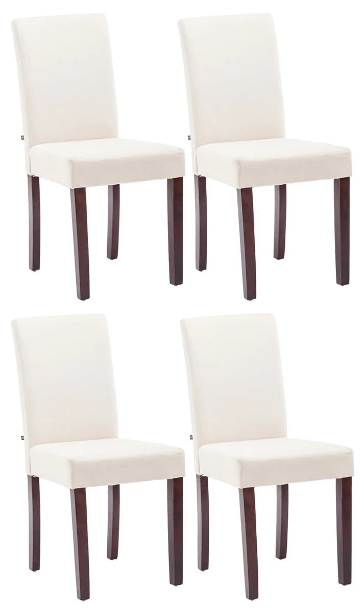 Lot de 4 chaises de salle à manger design moderne en tissu crème pieds en bois marron foncé 10_0001769