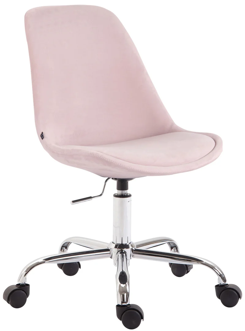 Chaise de bureau sur roulettes en tissu velours rose BUR10353