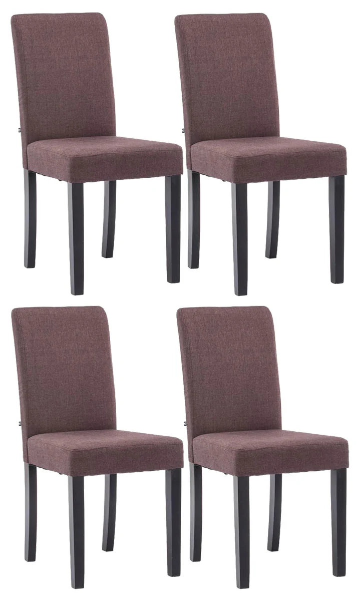 Lot de 4 chaises de salle à manger design classique en tissu marron et pieds en bois noir 10_0001772