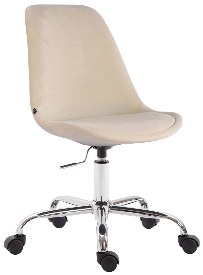 Chaise de bureau sur roulettes en tissu velours crème BUR10350